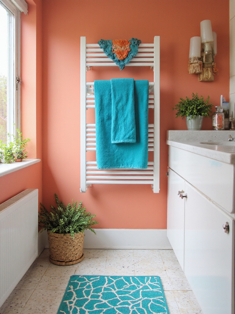 combinaisons vibrantes de serviettes et tapis