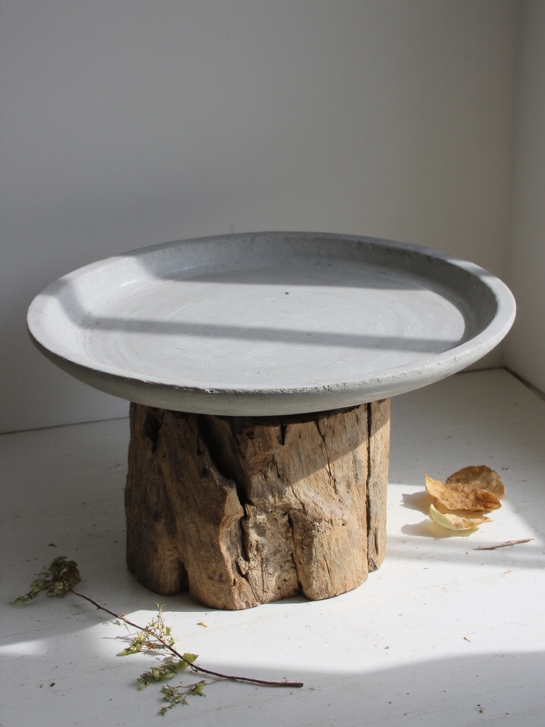 étang en béton sur bois