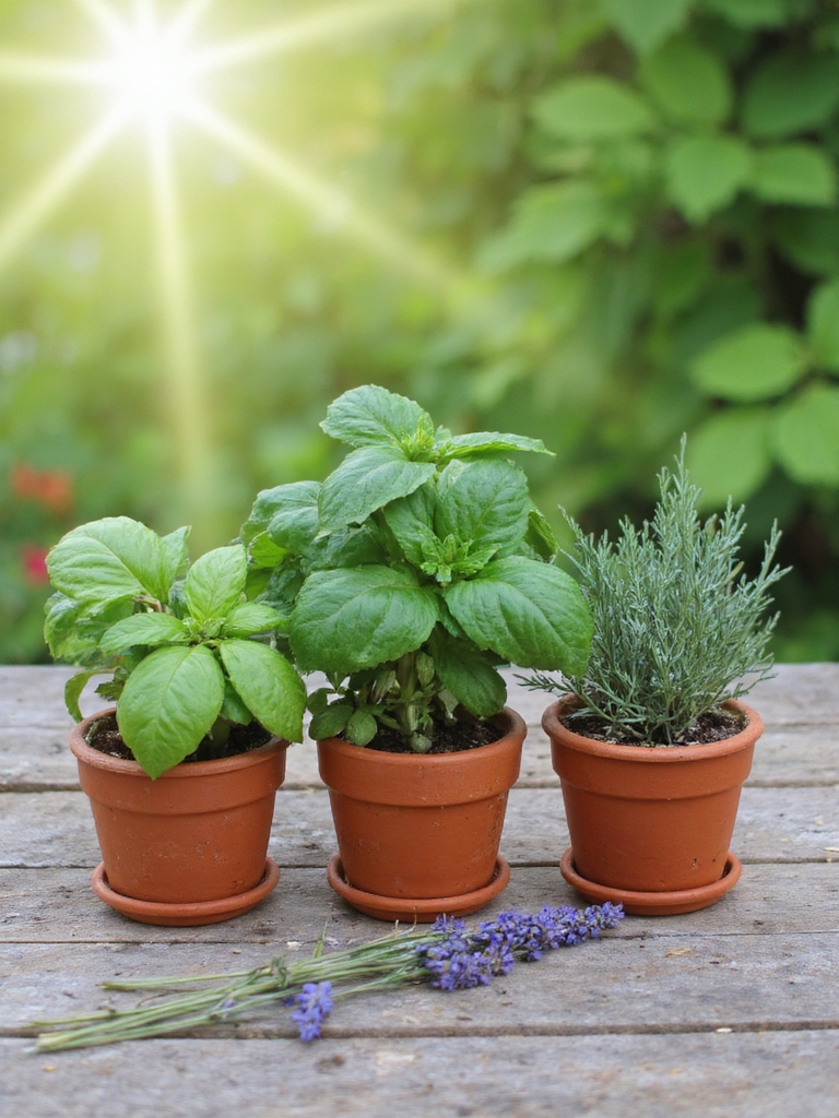 herbes dans des pots décoratifs