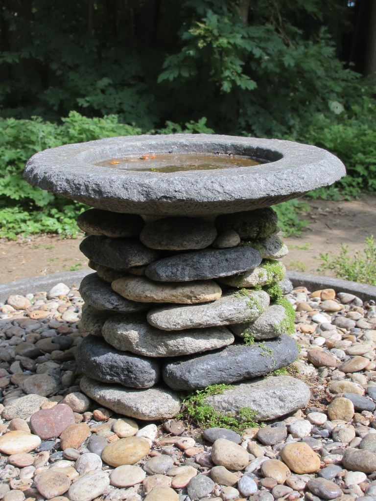 oasis d'oiseaux en pierre naturelle
