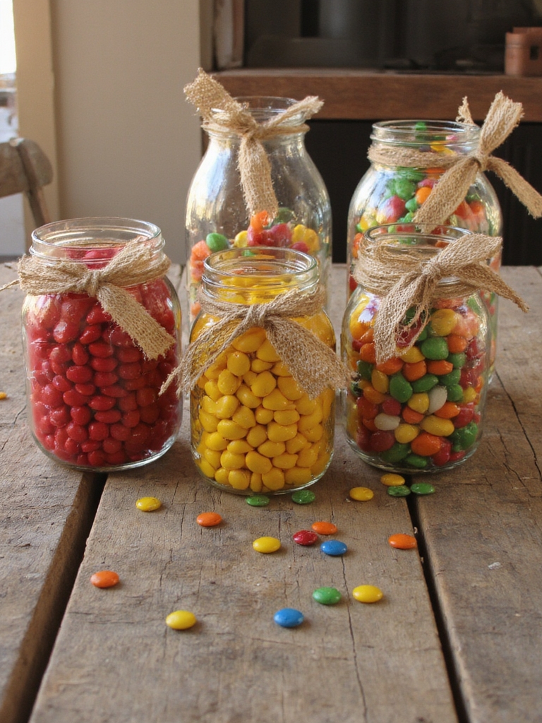des bocaux vintage remplis de bonbons