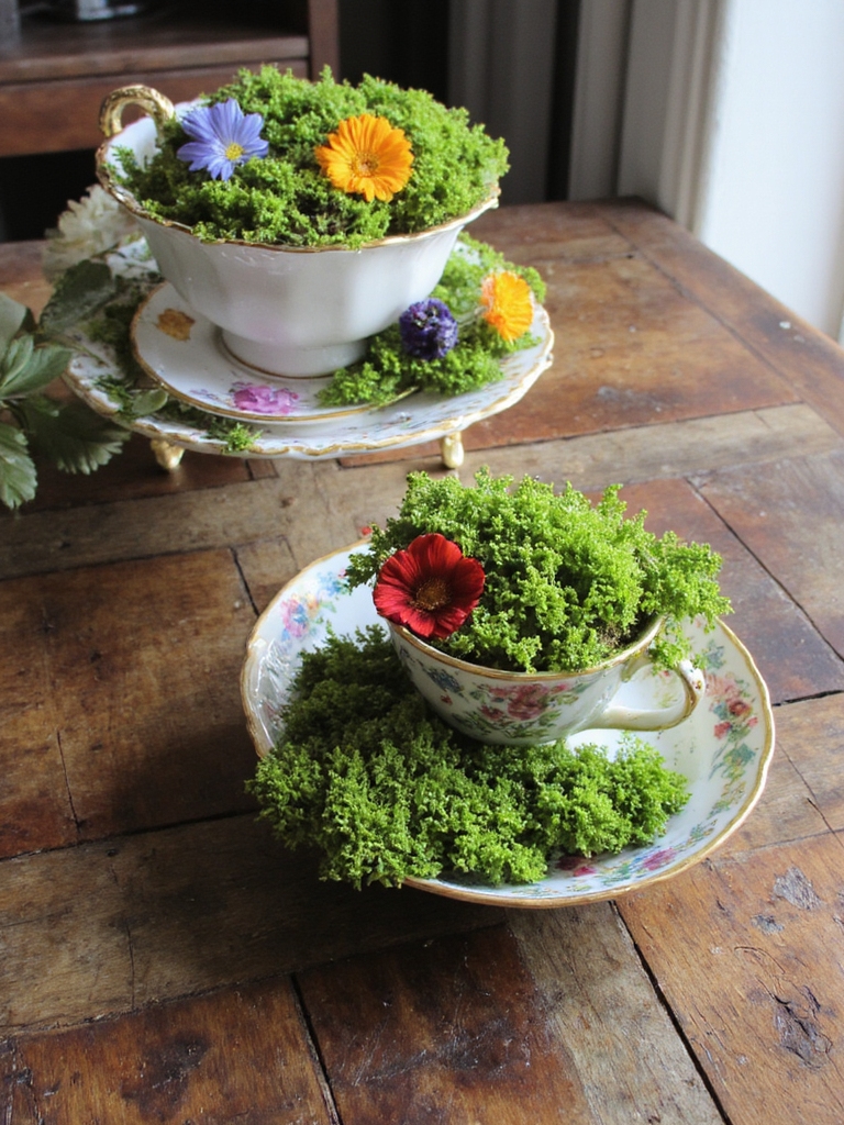 centrepiece de tasses à thé vintage