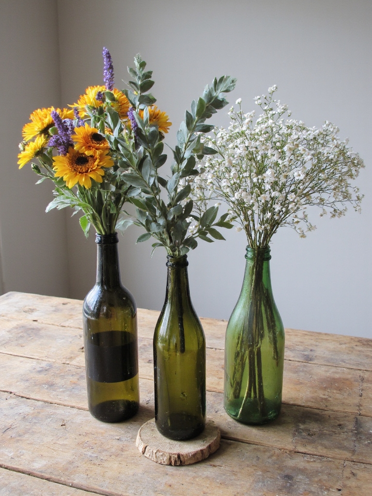 transformation de bouteille de vin en vase