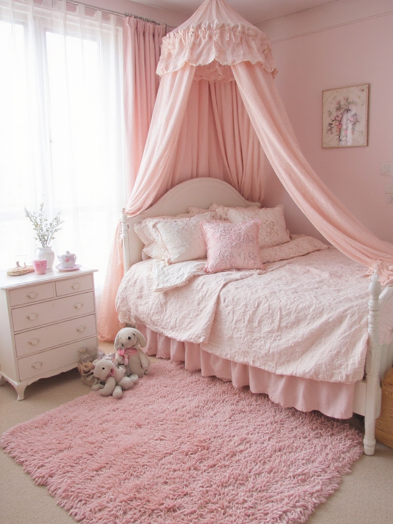 tapis rose douillet en bonbon