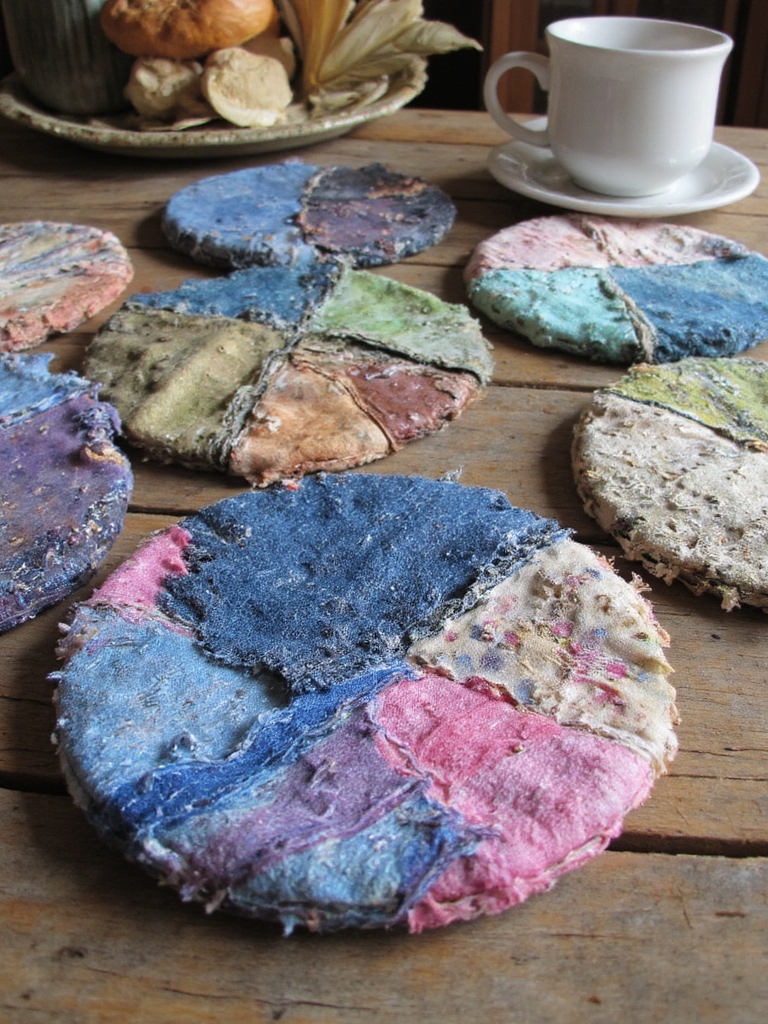 dessous de verre en tissu faits à partir de chutes