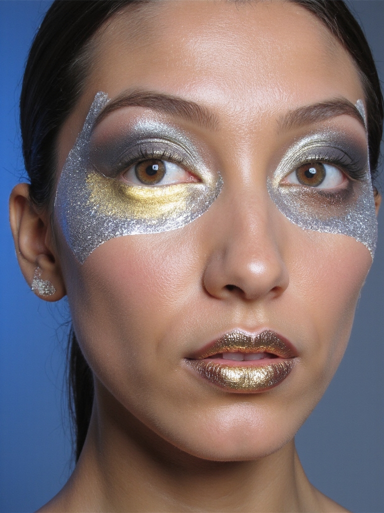 accents de maquillage métallique futuriste