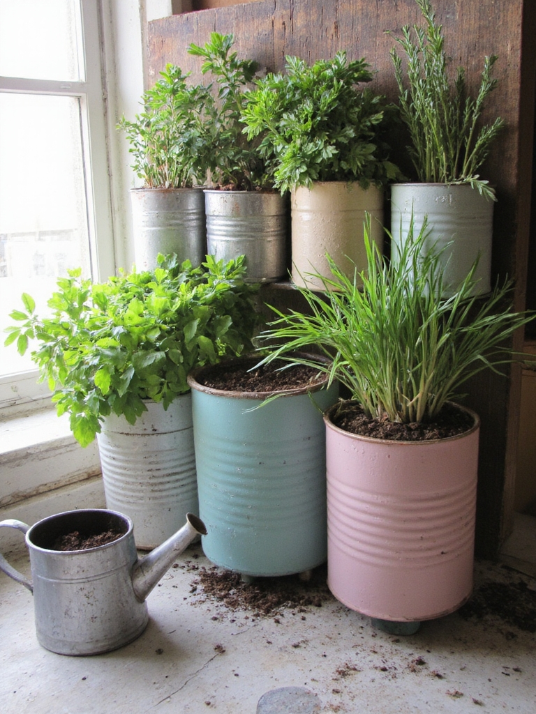 jardin d'herbes aromatiques à partir de boîtes