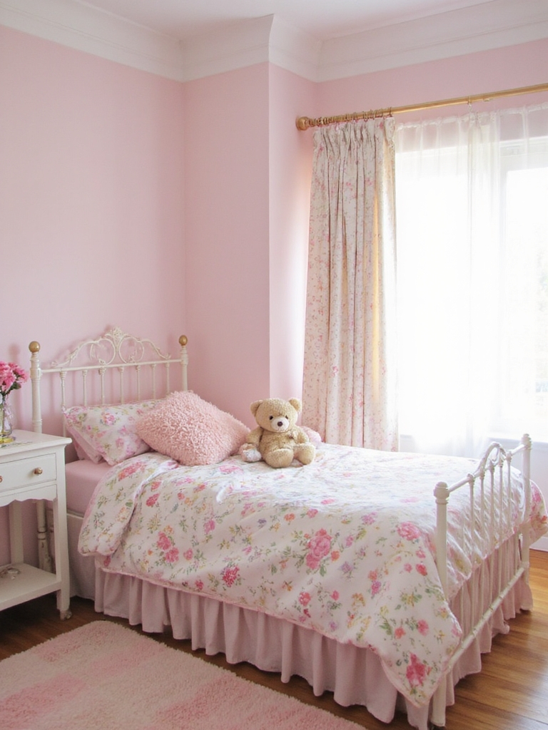 literie florale rose pâle