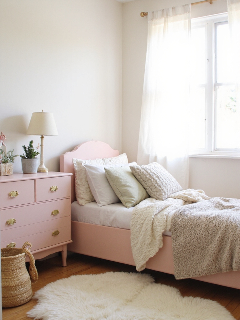 rose pâle avec des tons neutres