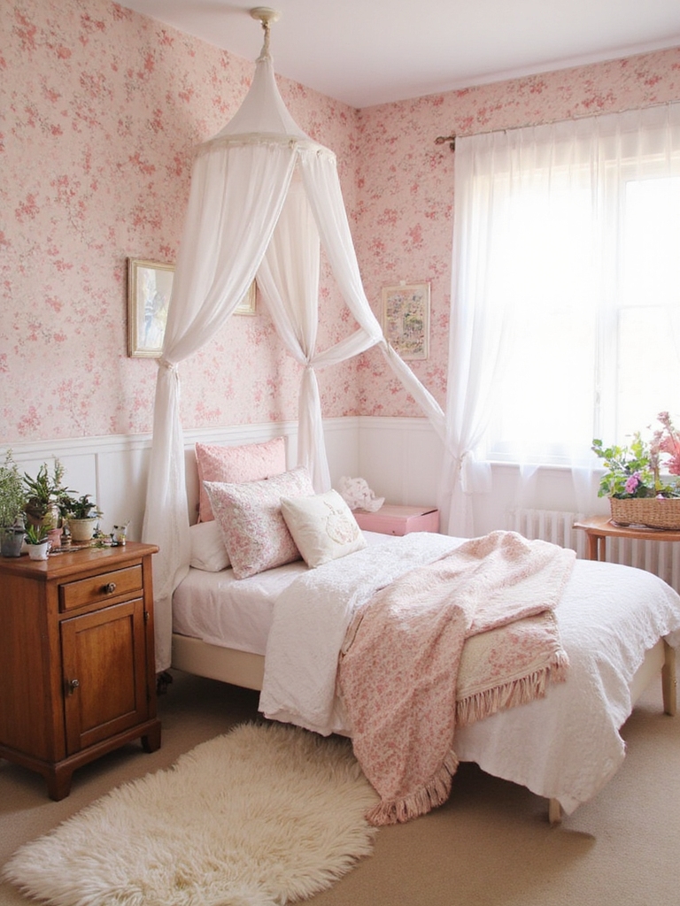 papier peint botanique rose