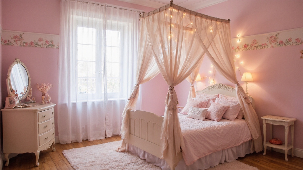 idées de chambre d'enfant rose poudré