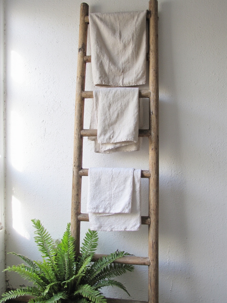 portemanteau rustique en échelle