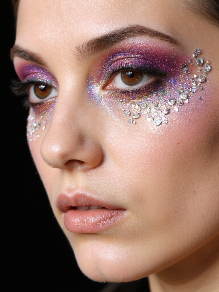 maquillage pailleté avec des embellissements
