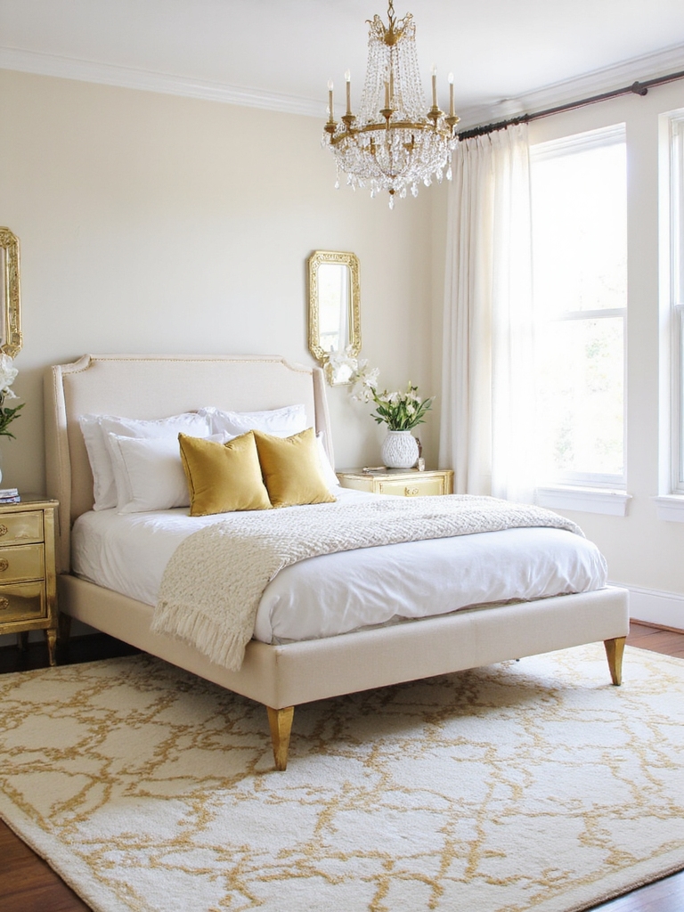 tapis blanc accents dorés