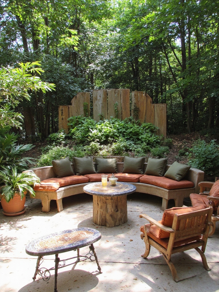 banc de jardin confortable avec jardinières