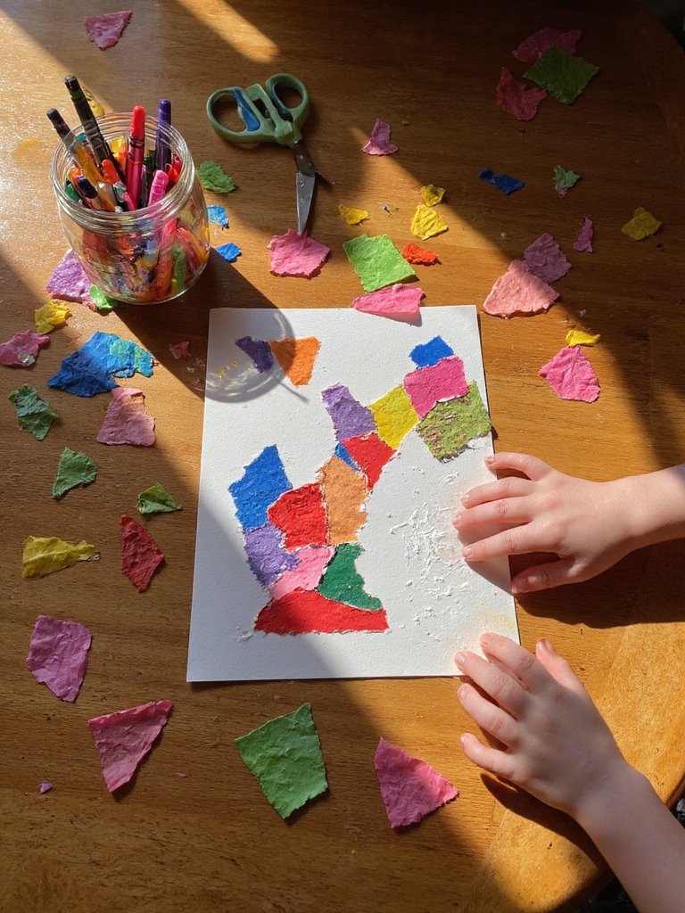 Créer un collage de tissues colorés
