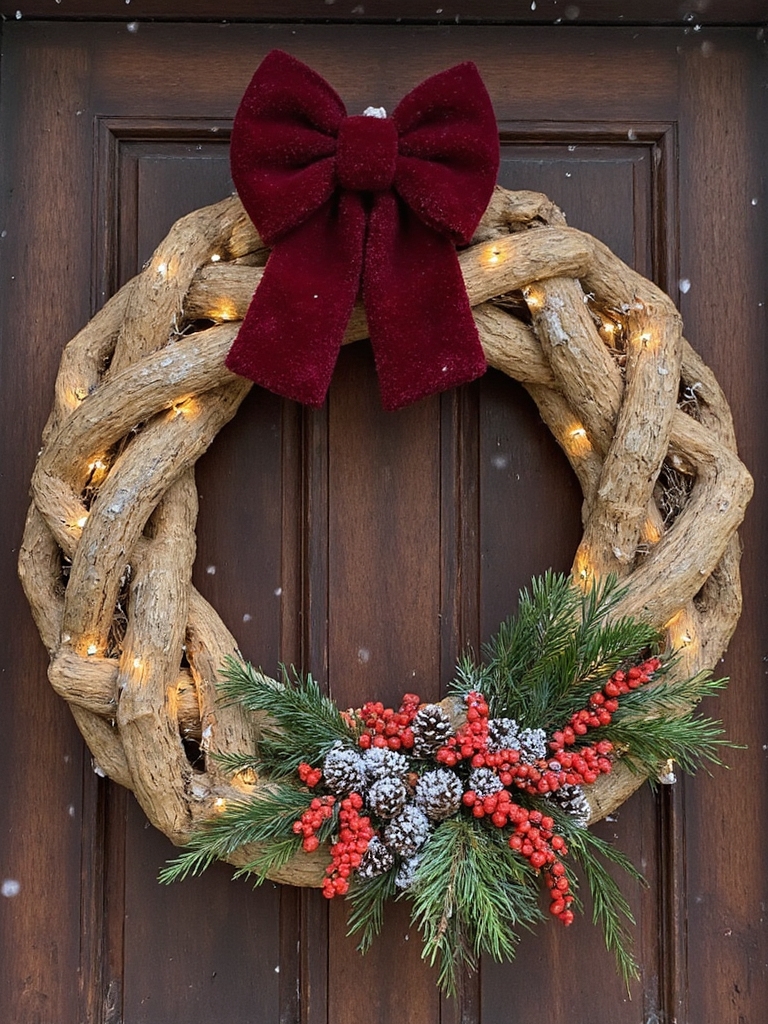 couronnes en bois décoratives pour portes