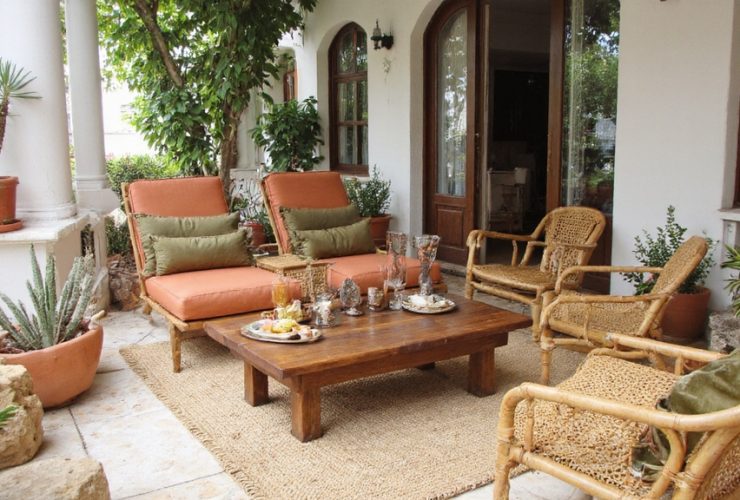 idées de mobilier de patio aux tons terreux