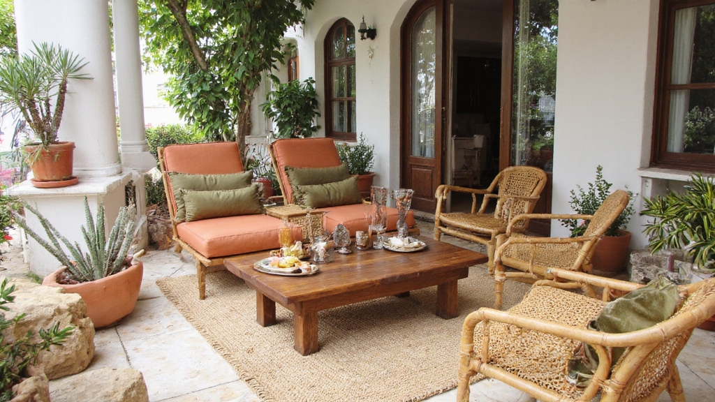 idées de mobilier de patio aux tons terreux