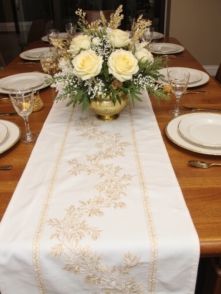 nappes élégantes dorées et blanches