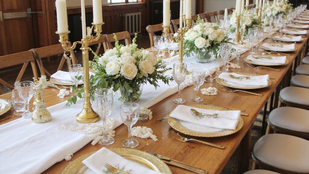 décor élégant blanc et or