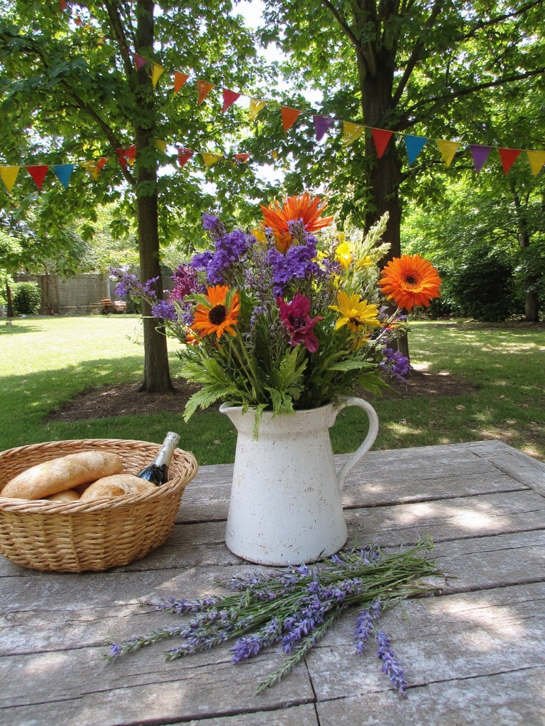 fleurs fraîches et verdure
