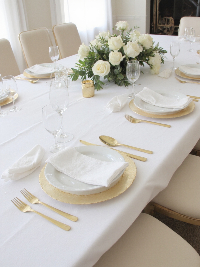 couverts dorés sur blanc