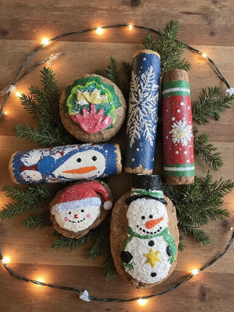 idées de cadeaux en rondins peints