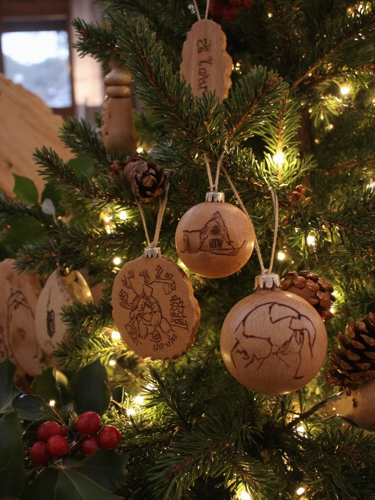 ornements de Noël en bois rustiques