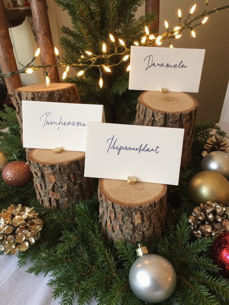 cartes de place en bois rustique