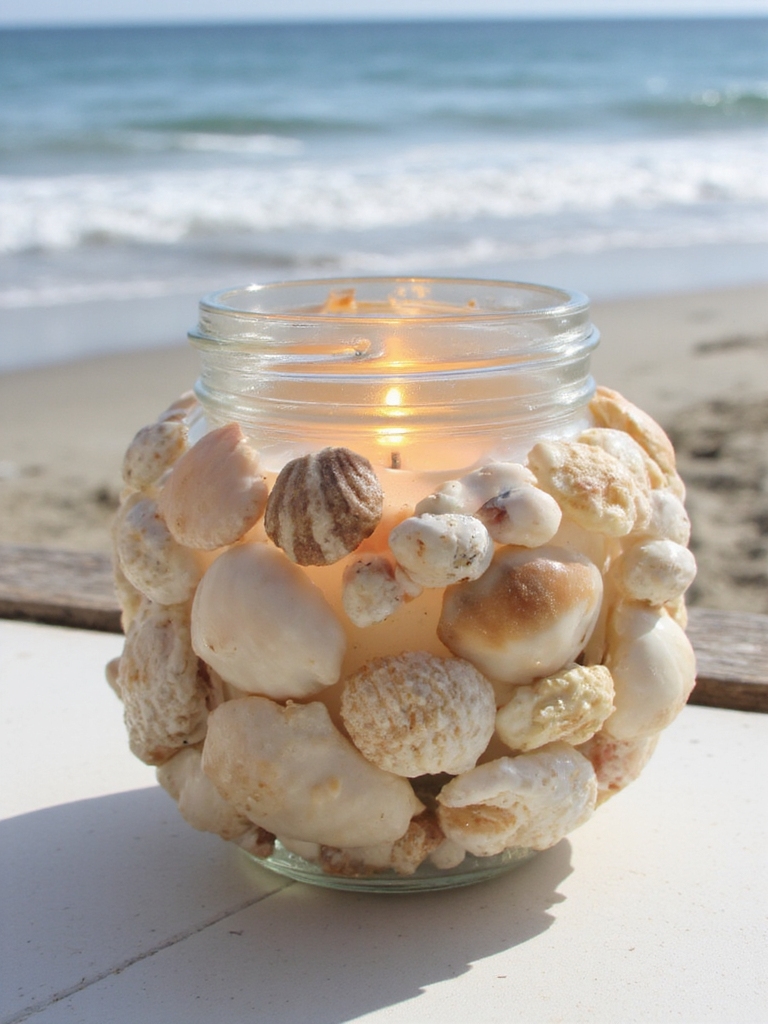 porte-bougie en coquillage fait maison