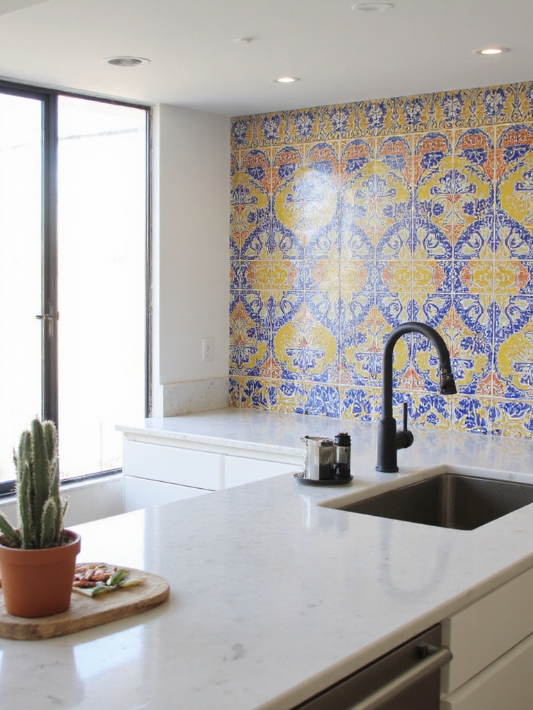 intégration vibrante de carreaux de talavera