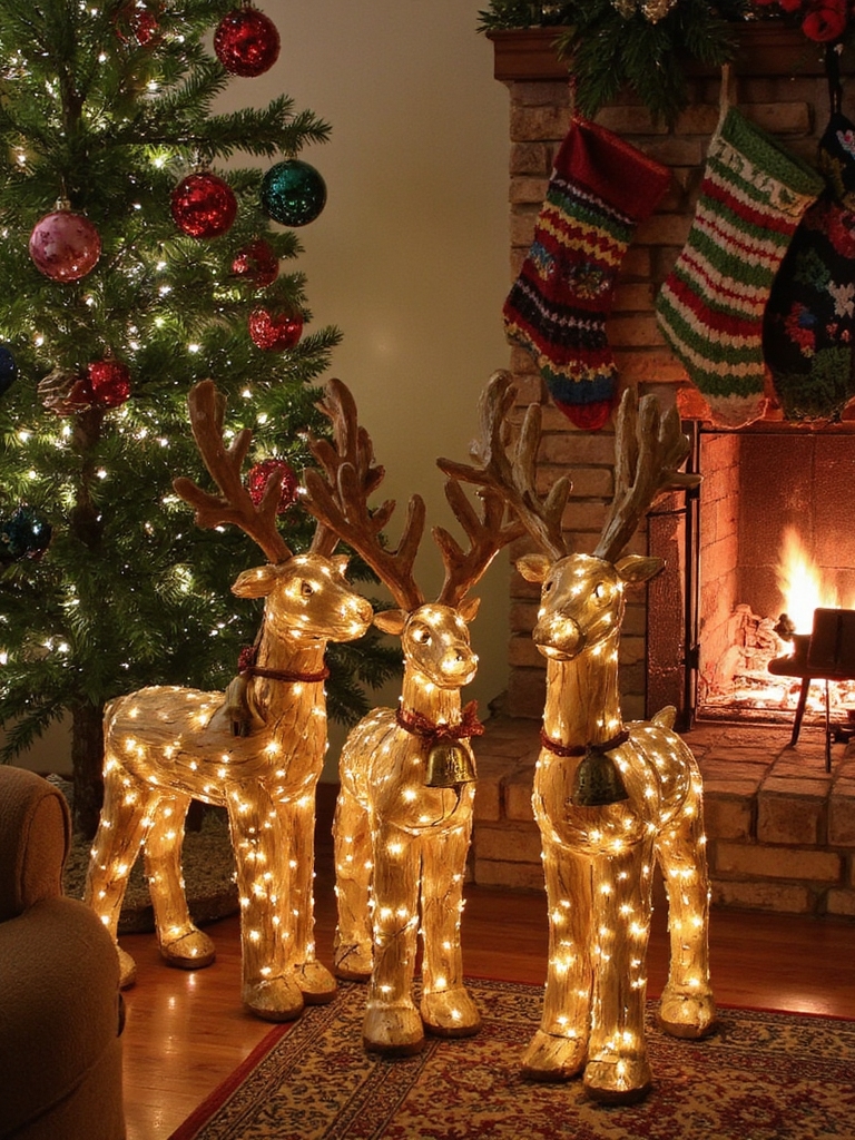 Décorations de rennes en rondins fantaisistes