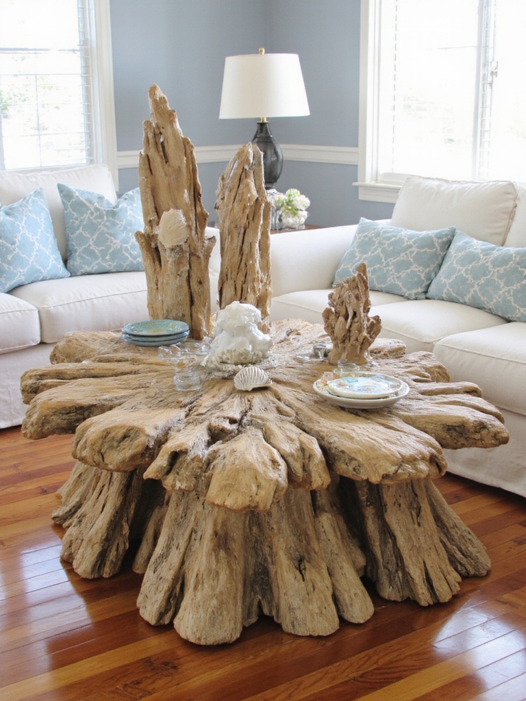 meubles en bois flotté inspirés de la plage cosy