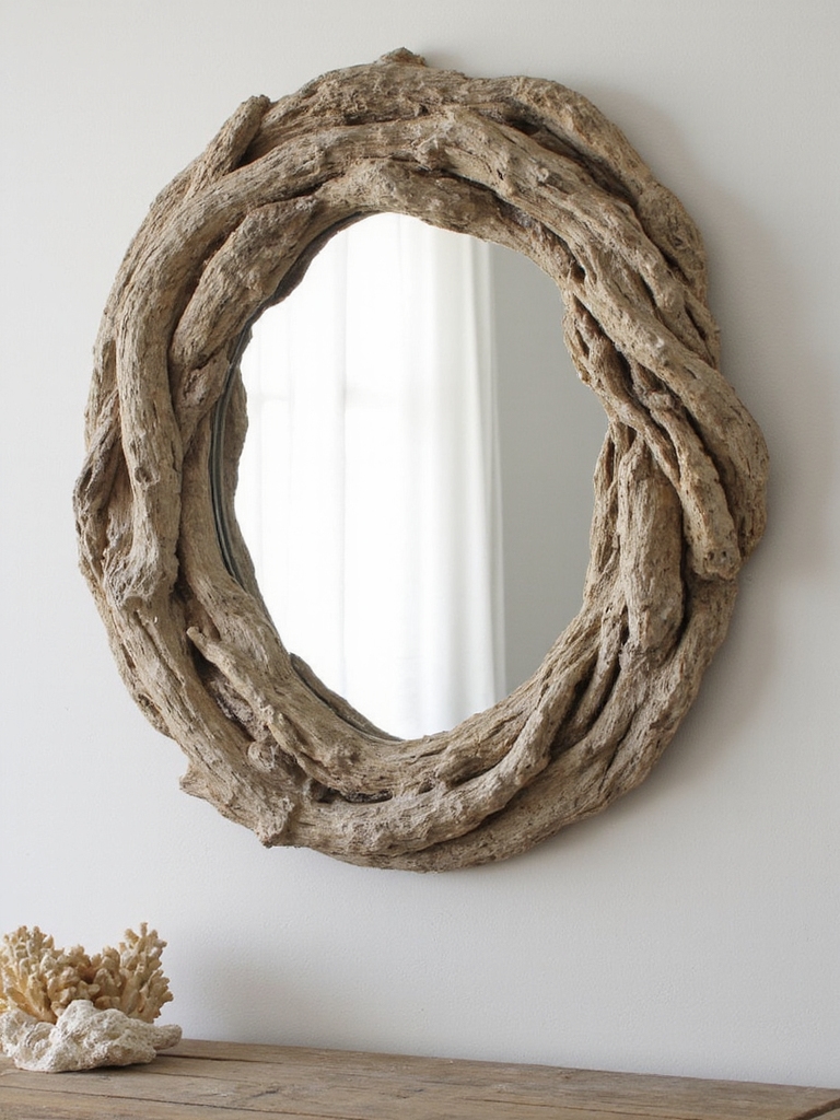 miroir en bois flotté ambiance de plage