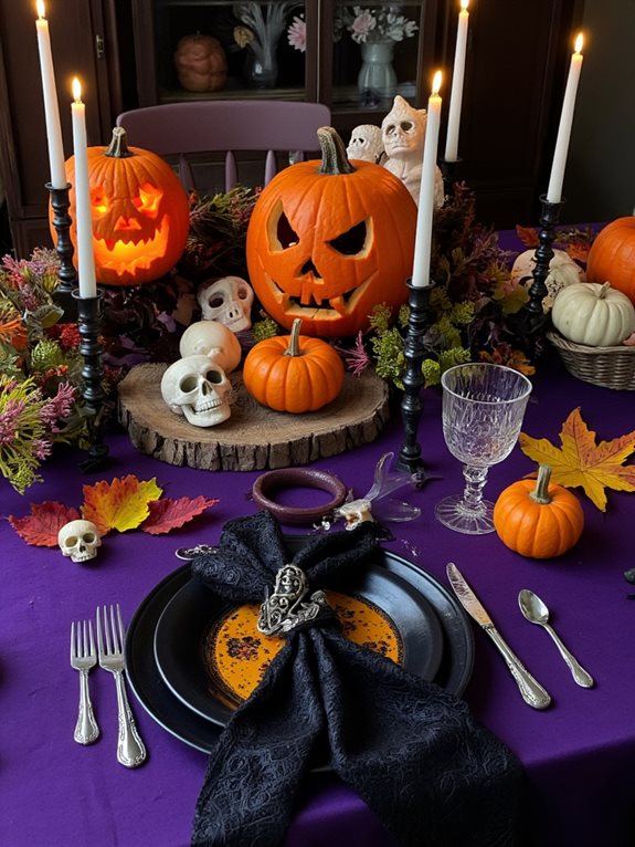 décoration de table citrouille effrayante