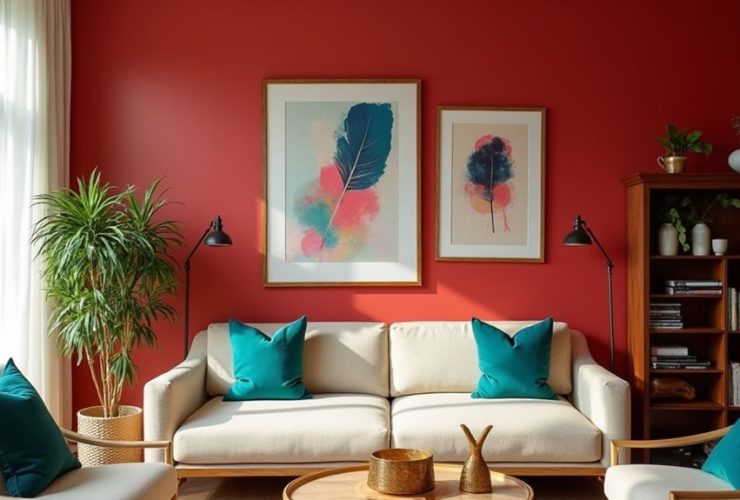 couleurs complétant la décoration rouge