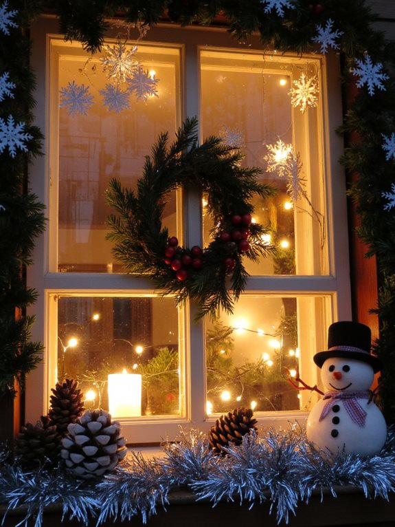 décorations de fenêtre en neige artificielle