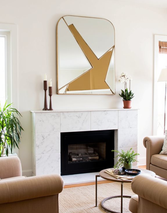 miroir asymétrique cheminée équilibre