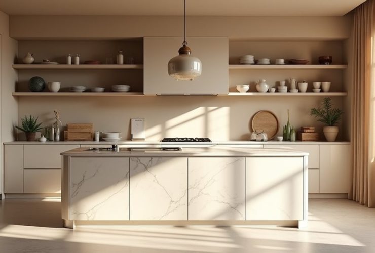 inspirations de cuisine beige et marbre