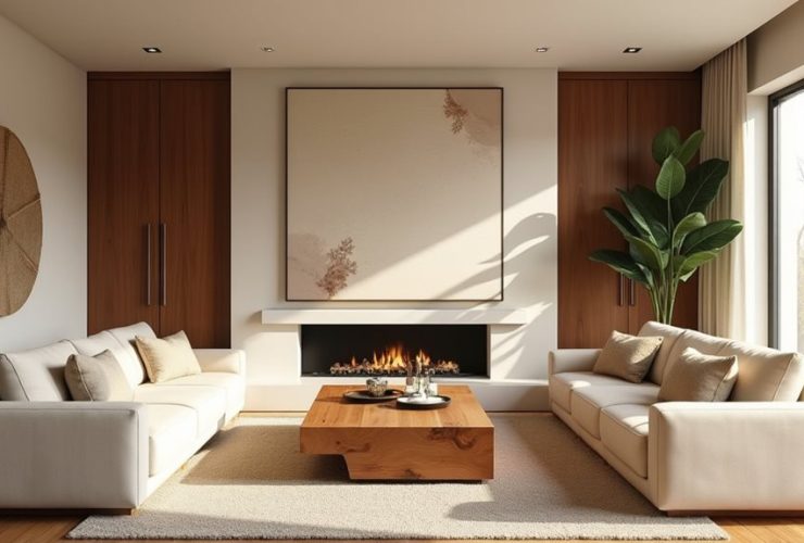 salons beige et bois