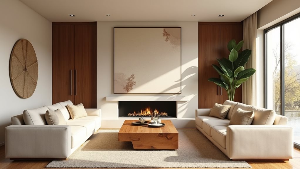 salons beige et bois