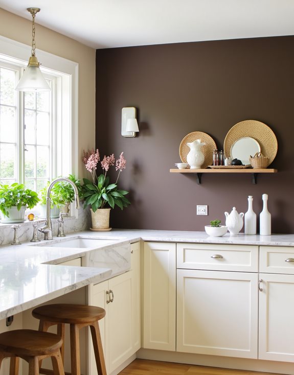 murs de cuisine beige en gras