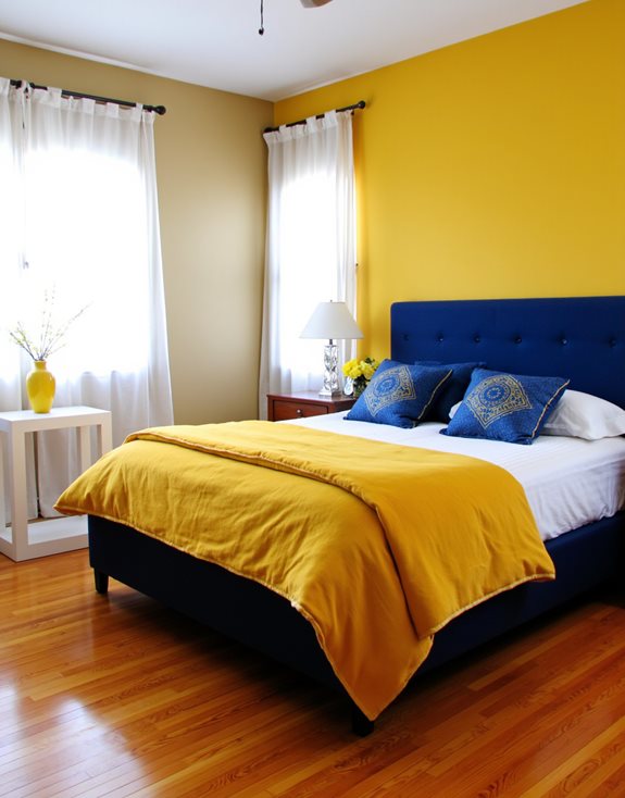 moutarde audacieuse et bleu profond