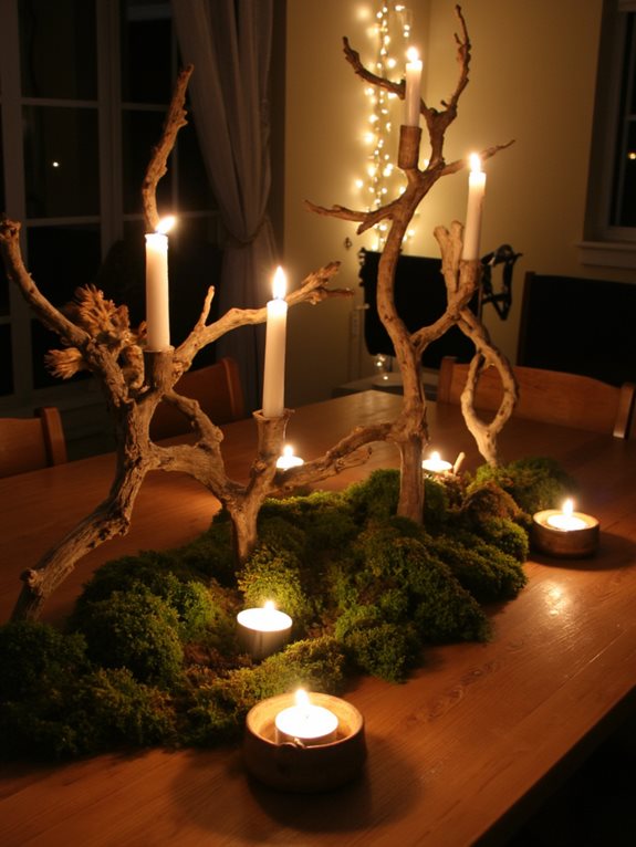 support de bougies décor en branches