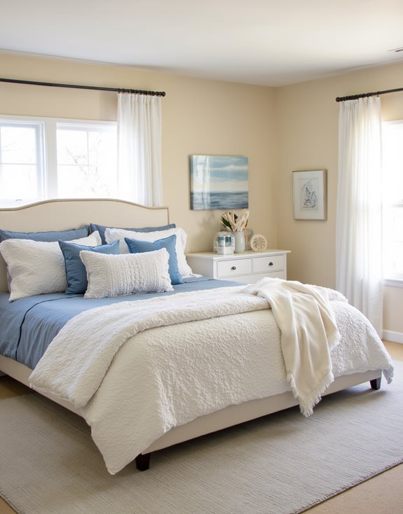 décor de chambre côtière et sereine