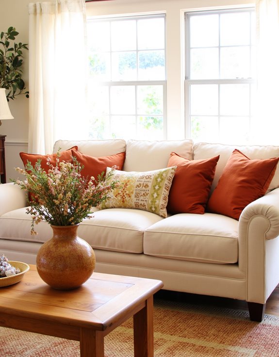 canape beige douillet accents