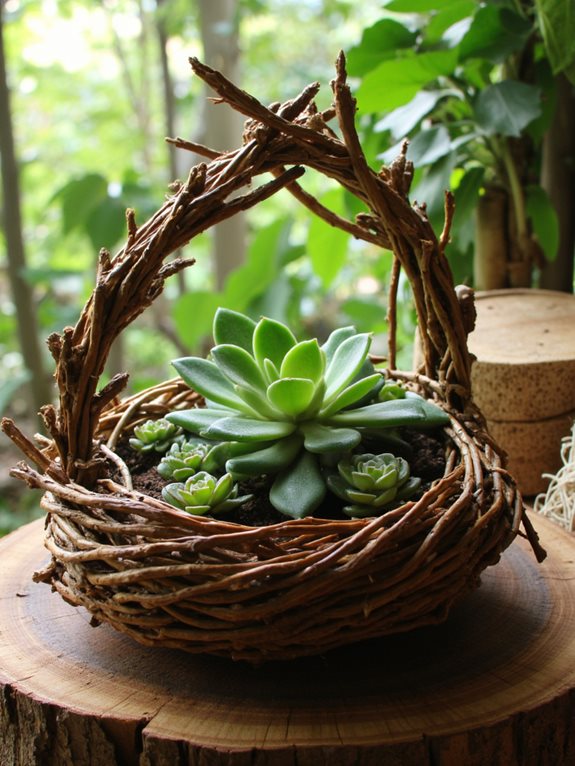 nid de succulente dans une branche confortable