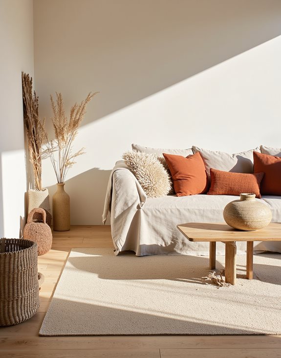 tapis neutres superposés et douillets