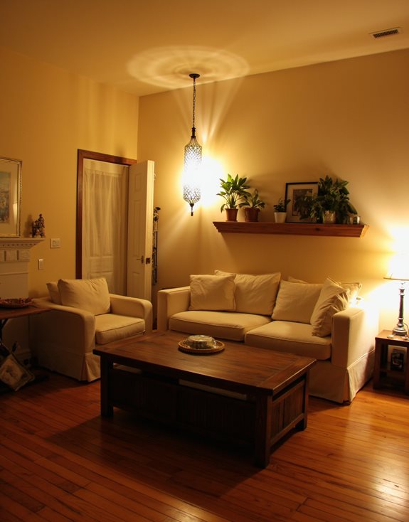 ambiance chaleureuse et confortable avec un éclairage doux